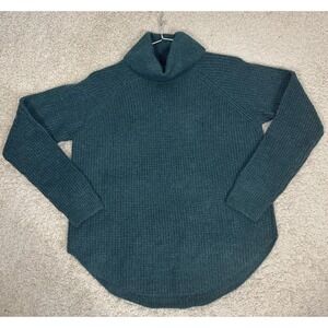 Kuhl Women's Sienna Chunky Waffle Knit Turtle Neck Oversized Sweater Teal Sz XL